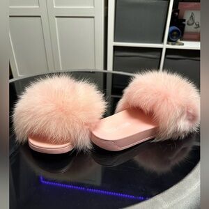 Faux Fur Slides 2 pairs Pink / Brown